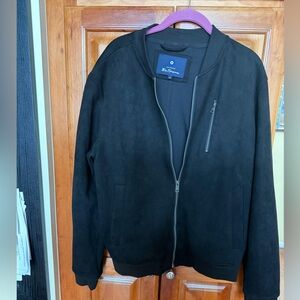 Ben Sherman Men's Black Zip-Up aux Suede Bomber Jacket
